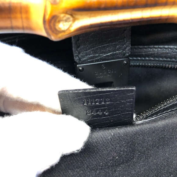 Gucci Black GG Canvas Leather Bamboo Bullet Bag - Picture 8 of 8